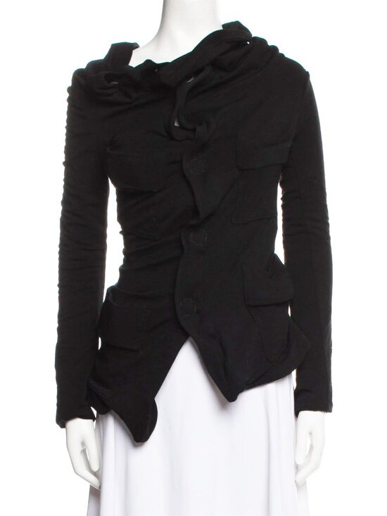 Junya Watanabe Sweaters - Junya Watanabe Asymmetrical Gathered Front Cardigan/Jacket in Black, size Small